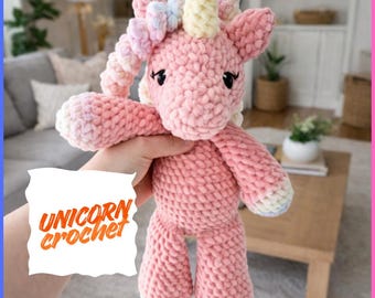 Unicorn Crochet Pattern | Cute Amigurumi Toy | Chenille Yarn Stuffed Animal PDF | Unicorn Crochet | Low Sew Crochet