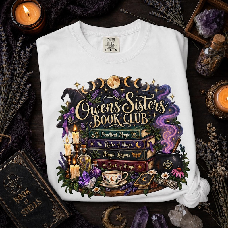 Owens Sisters Book Club Shirt, Practical Magic Tee, Witchy Book Lover Shirt, Comfort Colors 1717, Fall Reading Tee, Magic Book Club Gift image 3