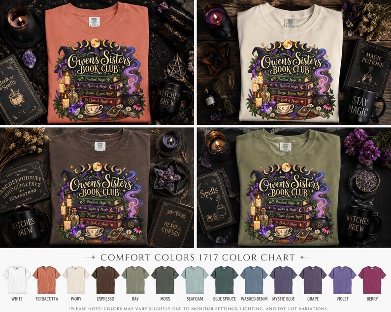 Owens Sisters Book Club Shirt, Practical Magic Tee, Witchy Book Lover Shirt, Comfort Colors 1717, Fall Reading Tee, Magic Book Club Gift image 14