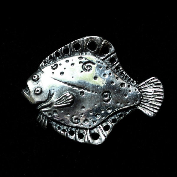 Platvisbroche, sterlingzilver