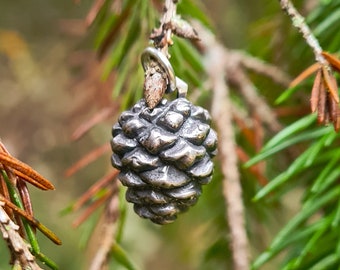 Pine Cone Charm, sterling silver