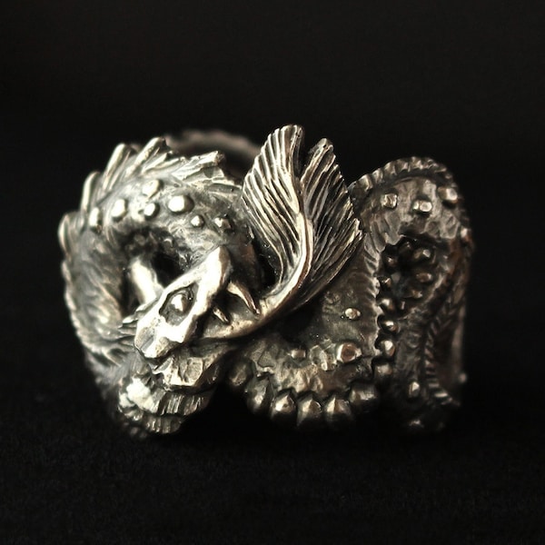 Jörmungandr, Oxidized Sterling Silver Ring