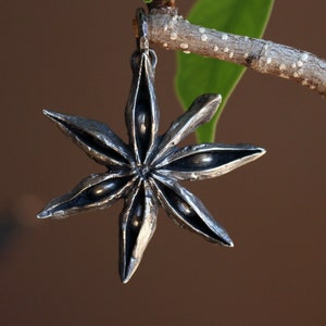 Star Anise Pendant,  Sterling Silver