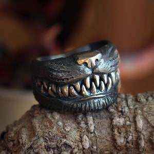 Улыбка Чеширского кота, двойное серебряное кольцо