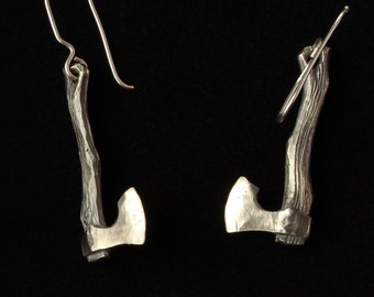 Viking Battle Axes Sterling Silver Earrings