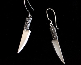 Butcher Knife Earrings, Sterling Silver