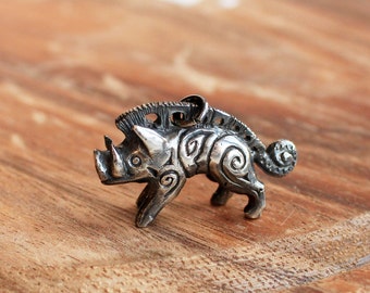 Wild  Boar Viking Style Pendant, Hildisvíni , Sterling Silver