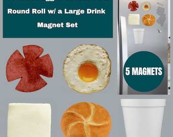 Pork Roll, Egg, and Cheese w/ Large Drink Magnet Set