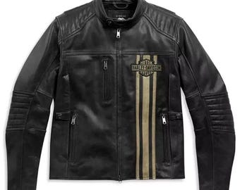 Lederjacke im Harley-Stil - handgefertigte Biker-Rallye-Ausrüstung, Vintage Motorradmode