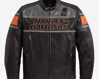 "Lederjacke im ""Harley Style"" - handgemachte Bikerbekleidung, Vintage Motorradbekleidung, robuste Festivalmode."