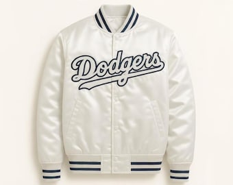 Vintage LA Dodgers Satin Varsity Jacke, Bestickter Baseball Bomber Mantel