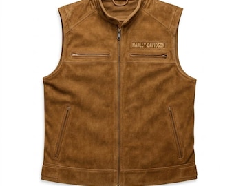 Herren Distressed Brown Wildleder Motorrad Biker Weste, Retro Western Cruiser Gilet