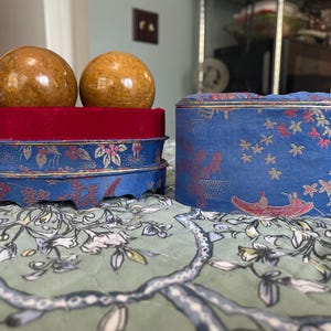 Vintage Stone Baoding Balls in Original Box | Mariam Jasper Chinese Health Balls | Meditation Spheres Hand Therapy | Shouxing Longevity