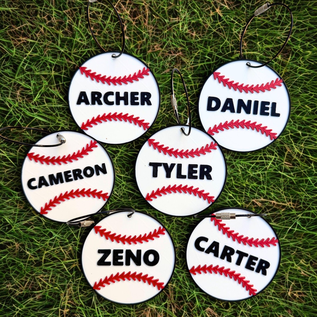 Custom 3D Printed Baseball Keychains | Personalized Player Name Bag Tag ...