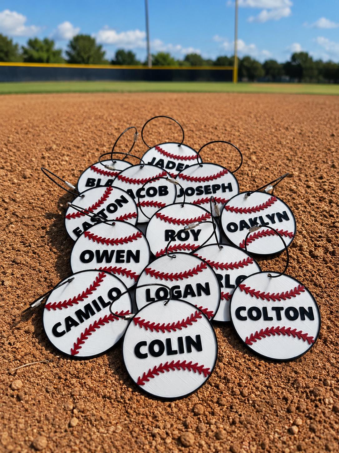 Custom 3D Printed Baseball Keychains | Personalized Player Name Bag Tag ...