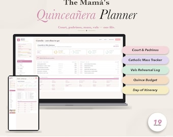 Quinceañera Planner Quince Template, Guest List, Seating Chart, Quince Decor, Budget, Court, Quinceanera Mass, No Google Sheets, No Excel