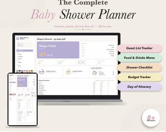 Baby Shower Planner Template Digital Organizer Guest List Checklist Budget Tracker Food and Drinks Shower Itinerary Decor No Google Sheets