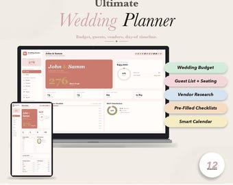 Wedding Planner Template Wedding Budget Wedding Checklist Guest List Seating Chart Venue Comparison Wedding Day Timeline No Excel