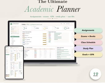 College Template Student Planner Assignment Tracker Academic Planner Back to School Plan Study Planner Semester No Google Sheets