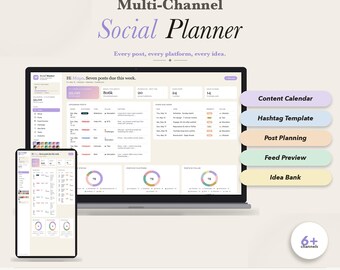 Social Media Planner Content Calendar Influencer Template Instagram TikTok YouTube Pinterest Hashtag Planner Post Planning No Google Sheets