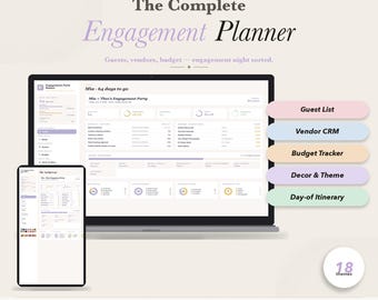 Engagement Party Planner Template Engagement Planning Digital Organizer Guest List Checklist Budget Tracker Itinerary Decor No Google Sheets