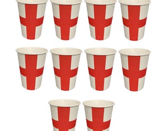 England St George Paper Cups (10 Pack) – Football World Cup Party Supplies