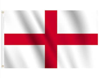 Large England Flag St George's Cross Polyester Fabric (3 x 2FT) Brass Eyelets