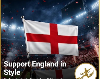 England Flag 5ft x 3ft Brass Eyelets for Football, Rugby, St George's Day Celebrations