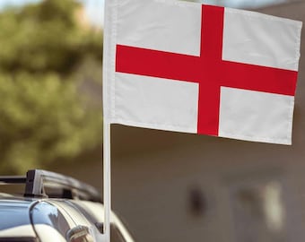 England St George's Cross Car Flag – Red White Polyester Sports Support (30cm x 40cm)