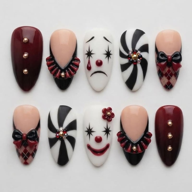 Clown Press Oval Nails - Etsy
