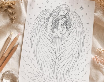 Angel of Protection Colouring Pages - Set of 8