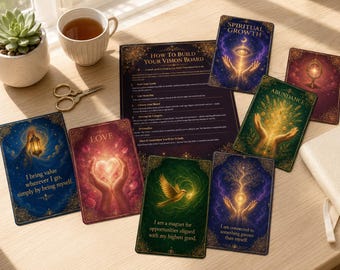 Oracle Vision Board Kit - Love, Abundance, Career, Health & Home and Manifestation -Printable