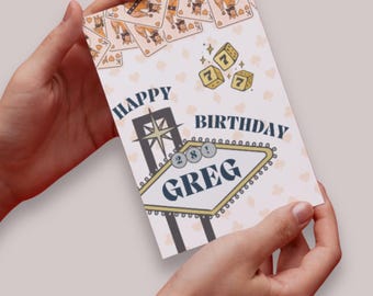 Biglietto d'auguri per il compleanno del re del casinò di Las Vegas - Modello Canva stampabile e modificabile