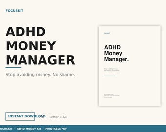 ADHD Money Manager Printable, Budget Planner, Bills Tracker (PDF Download)