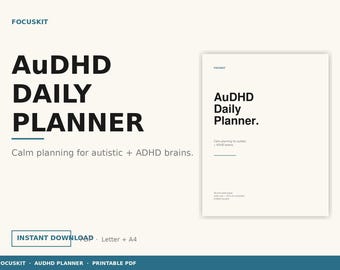 AuDHD Daily Planner, Sensory Tracker, Masking Energy Log (PDF Download)