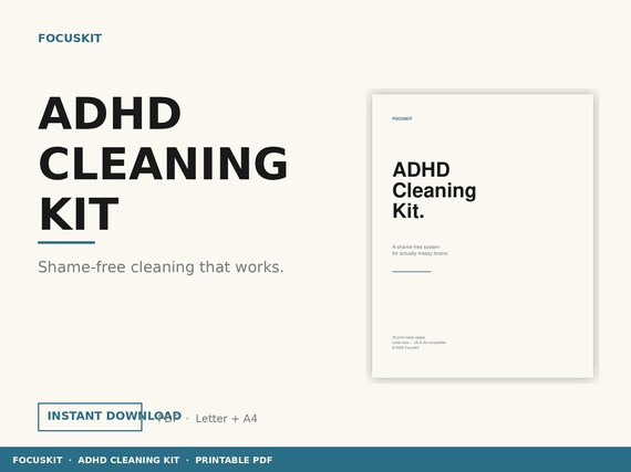 ADHD Cleaning Kit, Shame-Free Home Reset Planner (PDF Download)