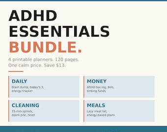 ADHD Essentials Bundle: Daily, Money, Cleaning, Meal Planners (PDF)