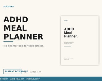 ADHD-maaltijdplanner afdrukbaar, weekmenu pdf, luie recepten, boodschappenlijst (direct downloaden)