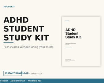 ADHD-studiepakket, examenvoorbereidingsplanner, pomodorotracker (pdf-download)