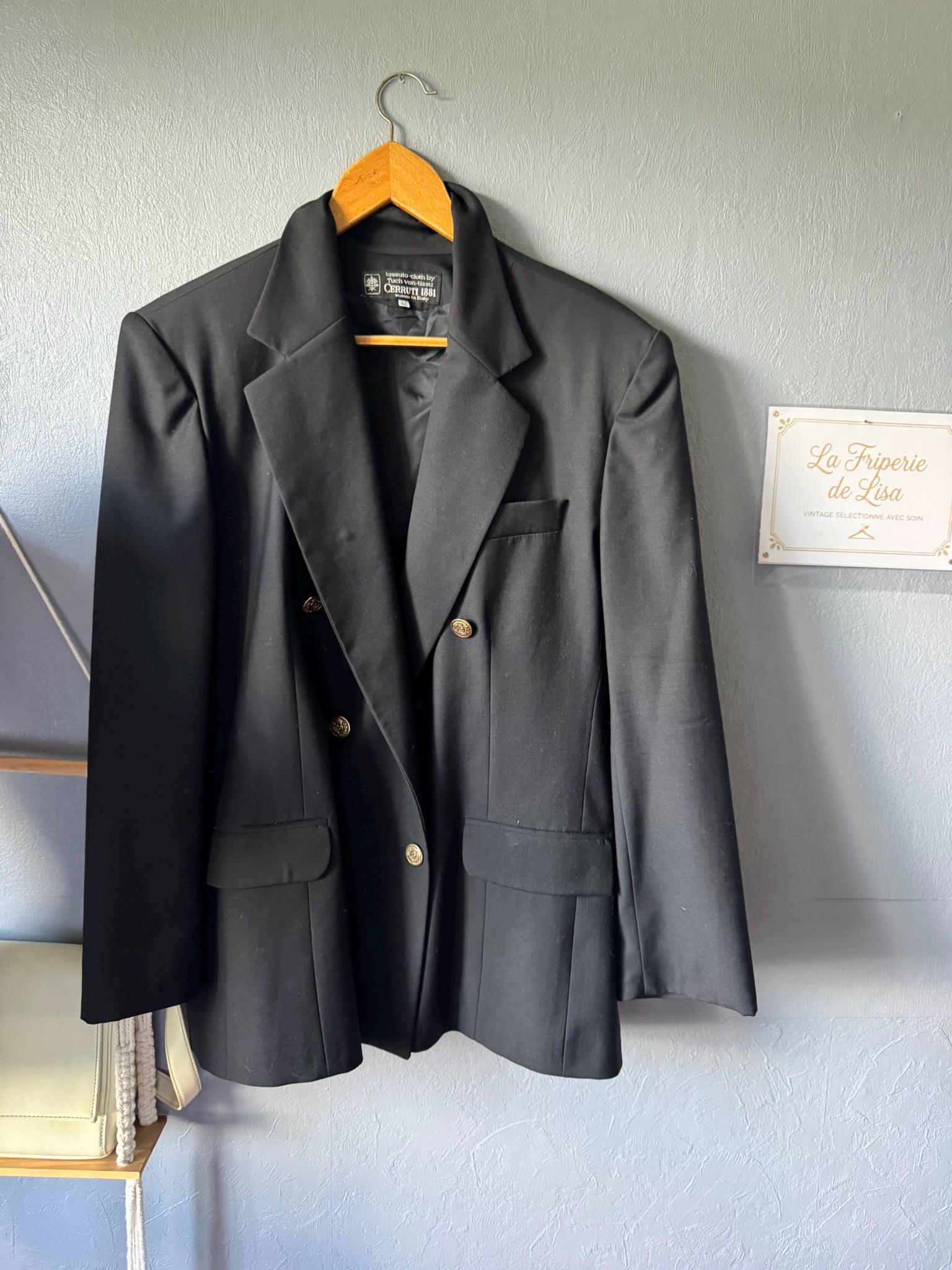 Cerruti 1881, Blazer vintage Cerruti 1881 – Laine & cachemire – Tissu italien – Made in France – Taille 46