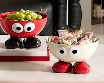 Googly Eye-fruitschaal met poten, leuke snackschaal voor aanrecht, eigenzinnig woondecoratiecadeau, grote afneembare kom van 26 cm