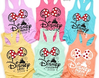 Custom Disney Family Trip Tank Top 2026, Minnie Ears Tank, Disney Vacation Matching Family Tank