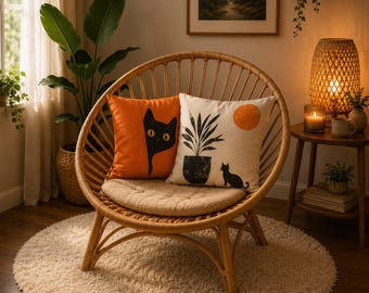 Funda de almohada decorativa para sofá, sillón, dormitorio o sala de estar, decoración moderna y minimalista para el hogar, funda de cojín decorativa, regalo único para amantes de los gatos.