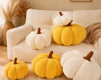 Lindo cojín de calabaza de peluche, decoración de otoño para la habitación, suave peluche de calabaza, decoración acogedora, decoración de Halloween, regalo acogedor de otoño