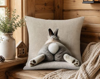 Funda de almohada con diseño de conejito adorable, funda de cojín divertida con forma de conejo, almohada decorativa kawaii para sofá, decoración para sala de estar, funda de almohada decorativa para sala de estar
