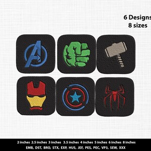 Paquete de diseños de bordado de superhéroes, bordado a máquina de héroes de cómics, diseños de parches de héroes, archivos de bordado para camisetas infantiles, bordado de cómics