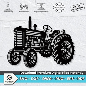 Amerykański zabytkowy traktor rolniczy SVG, plik DXF do cięcia laserowego