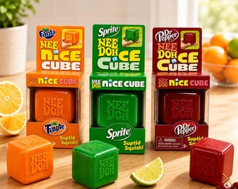 Nee Doh Nice Cube Edición Refresco – Cubo antiestrés blandito, juguete sensorial suave para niños y adultos
