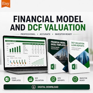 Financial Model Excel Templates | DCF Valuation, 3-Statement Model & Feasibility Analysis Output (Digital Download).