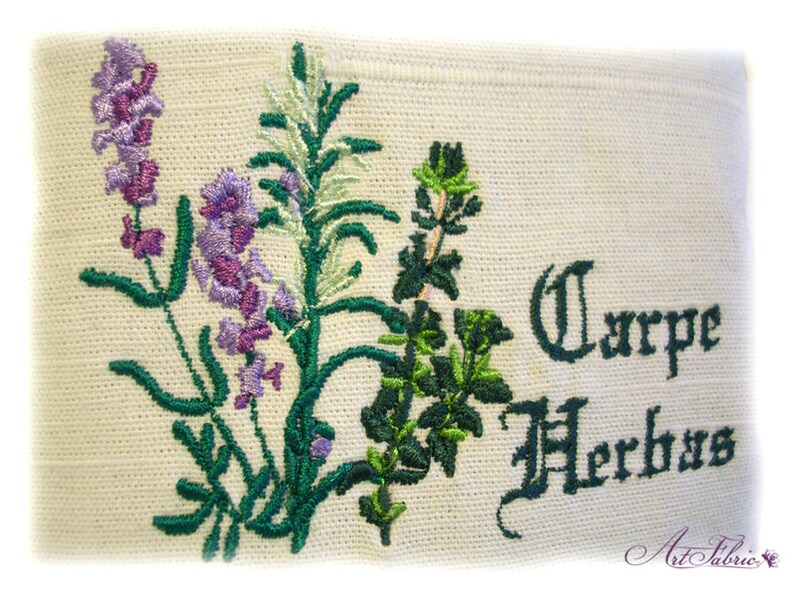 Embroidered Herb Pillow Carpe Herbas image 2